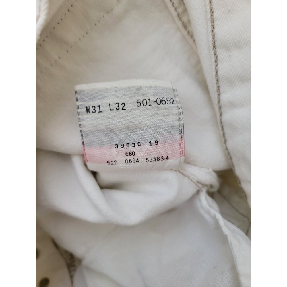 Vintage 90s Levi's 501 White Button-Fly Straight-Leg Denim Jeans Men's Sz 31 USA - Picture 6 of 7